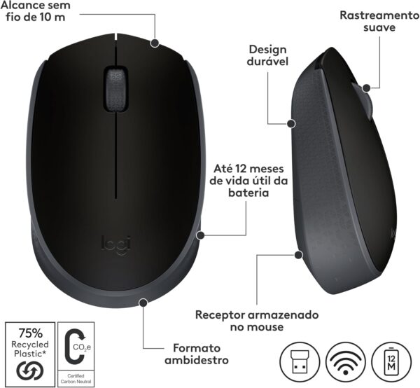 Mouse sem fio Logitech M170 - Imagem 5