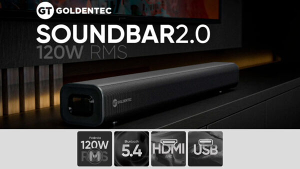 Barra de Som Goldentec 2.0 Canais Bluetooth - Imagem 6