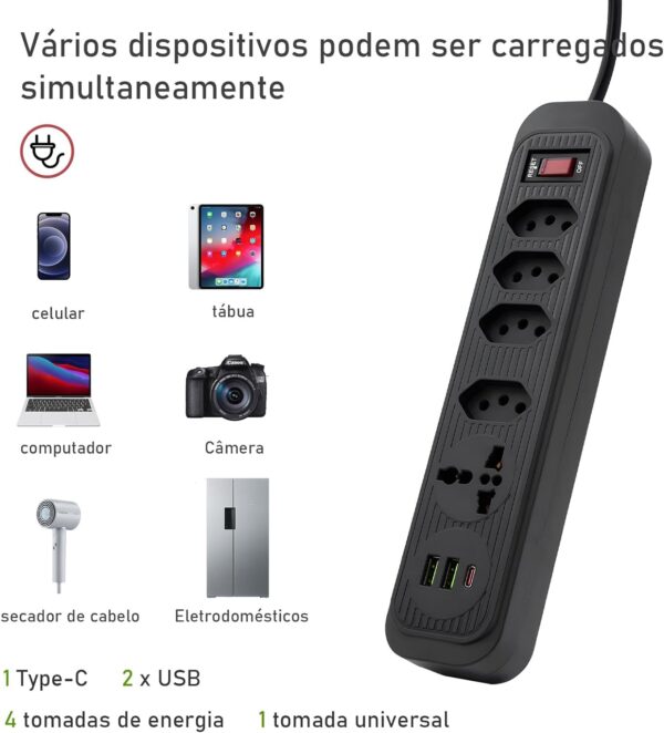 Filtro de Linha, Extensão com 4 Tomadas - Imagem 6