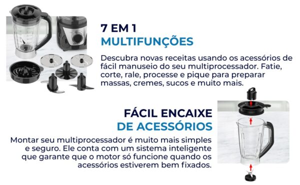Multiprocessador de Alimentos Black 7 em 1 Oster - Imagem 6