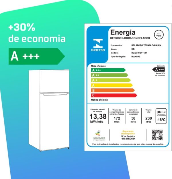 Geladeira Refrigerador HQ Defrost 230L - Imagem 8